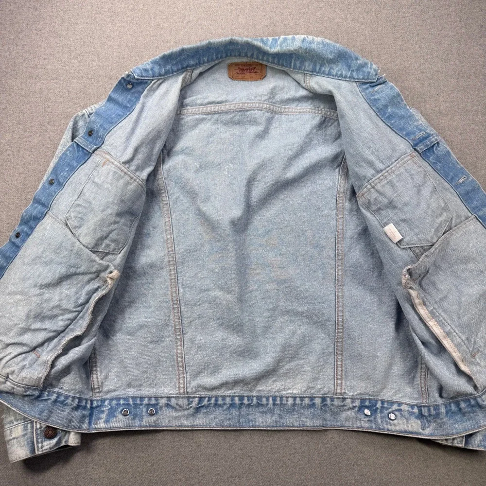 Vintage 80s Levis Trucker Jacket Mens L 70507 0208 Blue Acid Wash Made In USA - Picture 2 of 10